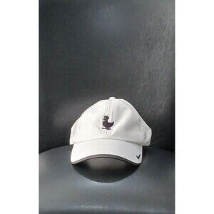 Nike Golf Baseball Cap. White With Black Embroidered Swoosh & Bird. Adjustable.
